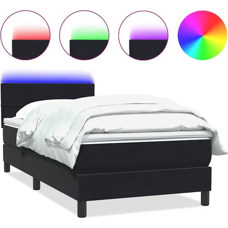 Maison Exclusive - Sommier à lattes de lit avec matelas et LED noir 90x210 cm velours (1/5)