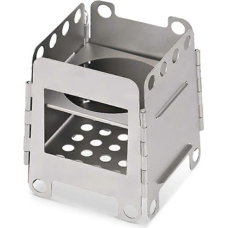 Réchaud à bois pliable en titane + brûleur à alcool portable pour pique-nique en plein air (1/5)