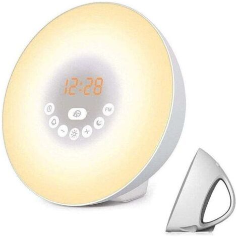 FENOPLASTICAUlisemRéveil lumineux avec simulation de lever/coucher de soleil, lampe de chevet avec radio FM, sons de la nature, commande tactile, fonction snooze (1/4)