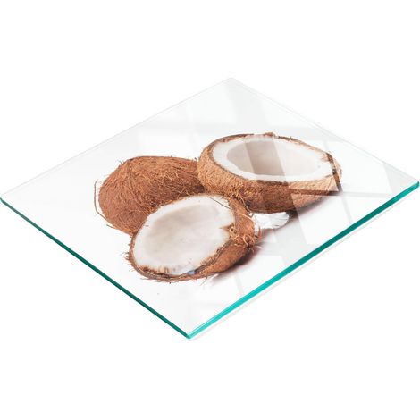 Tagliere decorativo multifunzionale in vetro a forma di noce di cocco per cucina, 60x52 cm. (1/5)