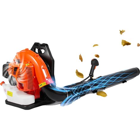 Soplador de mochila, motor de 79 cc, flujo de aire de 930 CFM, velocidad de 184 MPH, depósito de combustible de 3 L, certificado CE. (1/5)