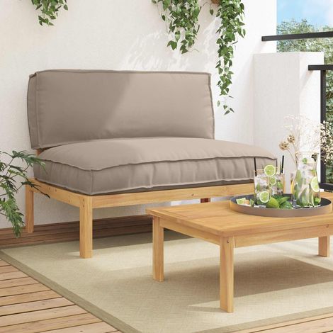 Sofa Set mit Kissen Taupe 120 x 92 x 69 cm Massivholz Akazie (1/5)