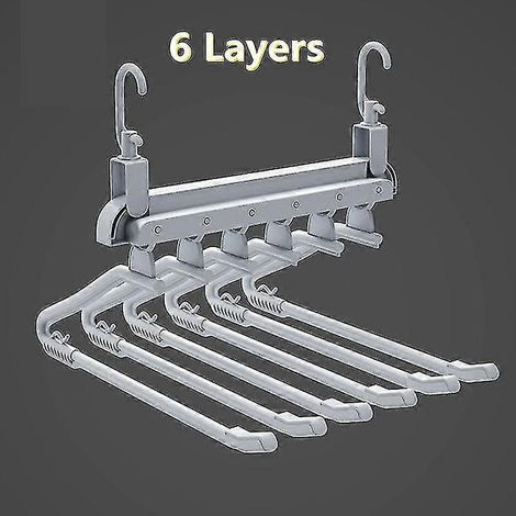 Porte-pantalons télescopique multifonctionnel, cintre pliable multi-niveaux, rangement pour vêtements. (1/5)
