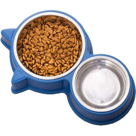 Gamelle Chat Chien ，Double Gamelle Antidérapant INOX Facile à Nettoyer Convient aux Chatons ou Chats Adultes.