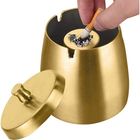 Cendrier coupe-vent pour cigarettes, cendrier d'extérieur pour terrasse, élégant cendrier de table en acier inoxydable pour la maison ou le bureau. (1/5)