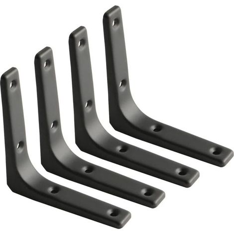Wandregalhalterung, Metallhalterung, mattschwarze Oberfläche, robuste Metallregalträger für die Küche, 100 mm x 100 mm, 4 Stück (1/5)