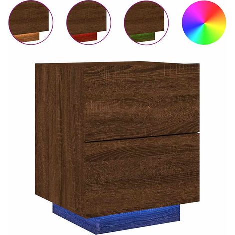 Maison Exclusive - Nachttisch mit LED-Leuchten Braun Eichen-Optik