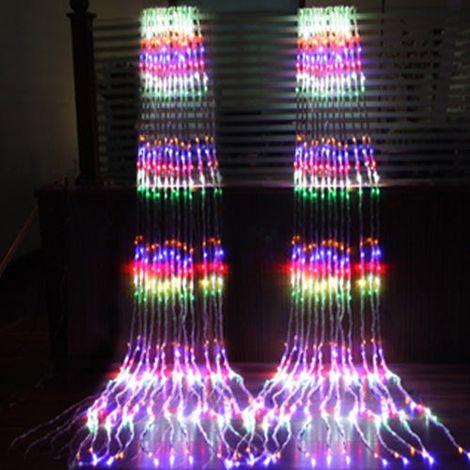 LED-Lichterkette mit Schneefall-Effekt, Feenvorhang mit fließendem Wasser, 3x3 m, 320 LEDs, farbenfroh, Außendekoration. (1/4)