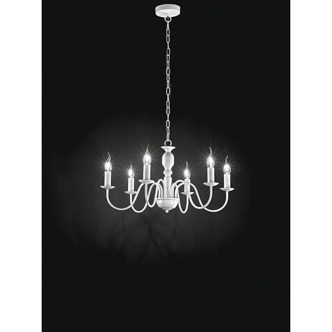 Lustre Suspension en Métal Verni Blanc, 6xE14 Max 40W, Design Moderne et Ajustable, Diamètre 67 cm - Perenz, Élégant et Idéal pour Salon ou Bureau