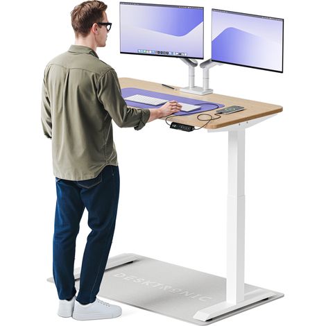 Desktronic Bureau assis debout HomeOne - 120x60cm - Bambou/Blanc