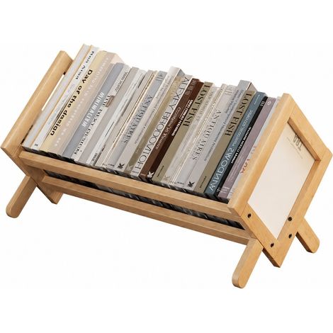 Étagère de bureau en bambou, étagère de rangement à plusieurs niveaux pour bureau à domicile, organisateur de table, petite étagère de 33 cm (couleur d'origine) - 40 cm (1/5)