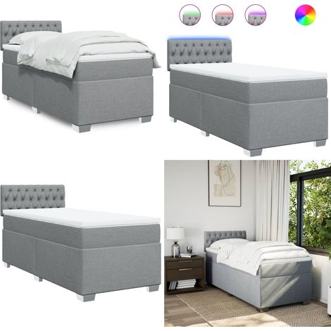 Boxspringbett mit Matratze Hellgrau 90x200 cm Stoff - Boxspringbett - Doppelbett - Schlafsystem - Bettenrahmen - Kopfteil - Home & Living (1/5)