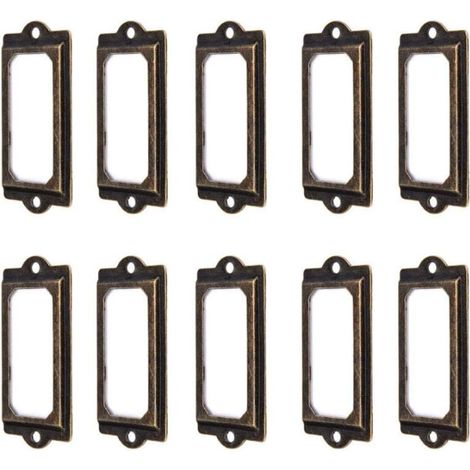 50 Stück Etikettenhalter, 60 x 17 mm, Metall, Bronze, Vintage, Etikettenhalter, Kartenhalter, Bibliothek, Schublade, Schrank