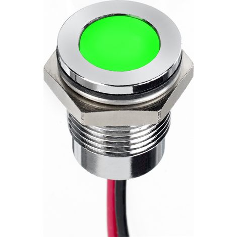 Voyant LED lumineux  Vert RS PRO, dia. 14mm, 220V c.a., IP67 ( Prix pour 1 )