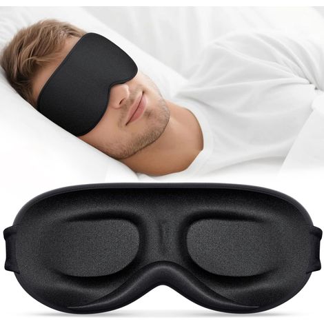 Maschera per dormire per uomo e donna, maschera oscurante al 100%, design 3D morbido adatto a chi dorme su un fianco, maschera per gli occhi senza pressione compatibile con extension ciglia, essenzial (1/5)