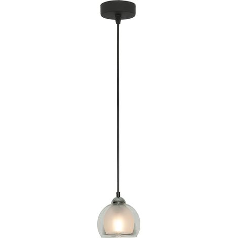 Schwarze, moderne Pendelleuchte mit Glasschirm benarivo 14-485