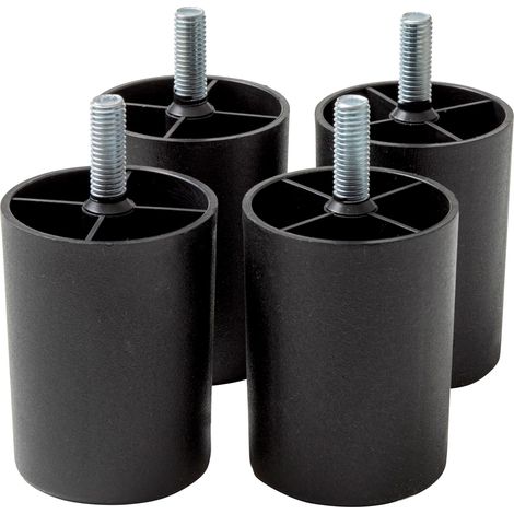 Lot de 4 Pieds en Plastique pour canapés et Meubles - Hauteur 80 mm - Pieds en Platine Noire - Couleur Noire - Hauts 8 cm (1/5)