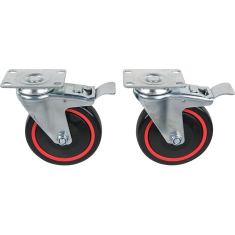 KS Tools RACINGline set de roulettes, avec frein de roulement et de rotation, y compris vis