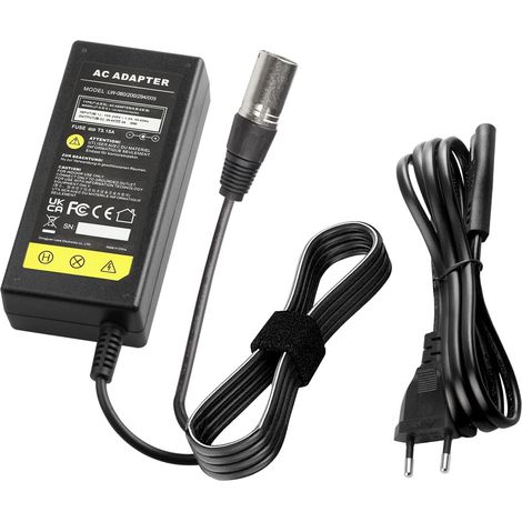 29.4V 24V 2A Adaptateur Alimentation Chargeur pour Batteries 24V avec Prise 3 broches pour cooter électrique fauteuil roulant électrique batteries E-bike, Go-Go Elite (1/5)