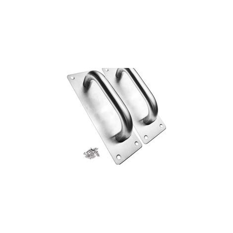 Ensemble de 2 Poignées de Porte Coulissantes en Acier Inoxydable Robustes, pour Grange, Portes de Sécurité et Intérieur (1/5)
