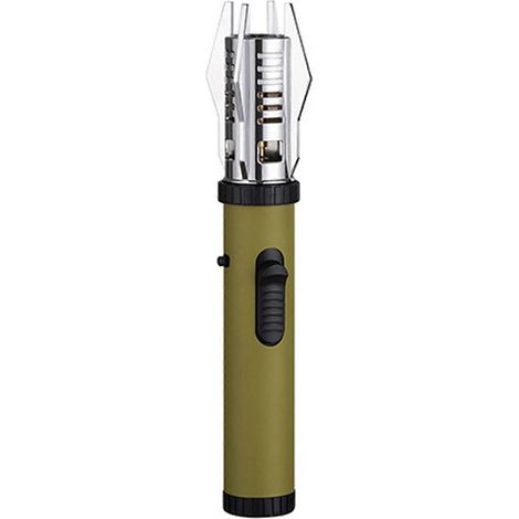 Vert givréBriquet à butane coupe-vent rechargeable, briquet de poche à butane coupe-vent pour l'éclairage de camping (1/5)