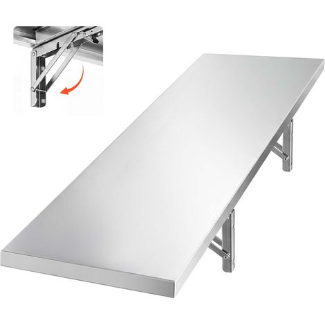 VEVOR Wandregal 136 kg 305 x 1219 mm Klappbares Edelstahlregal für Großküchen Private Küchen Servierwagen und Garagen, Wandmontage Regal mit Verstärkten Halterungen und Glatter Oberfläche (1/5)