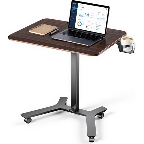 VEVOR Scrivania Regolabile in Altezza Postazione Sit-Stand Mobile con Ruote, Scrivania con Piano Ampio, 715 x 520 mm, Portata 15 kg, con Gancio, Sollevamento Pneumatico a Pedale, per Casa e Ufficio (1/5)