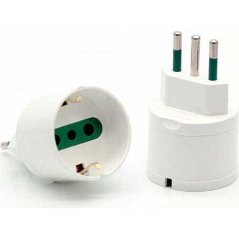 2er-Pack weiße Adapter für italienisch-deutsche Stecker, 10-A-Stecker (italienisch)