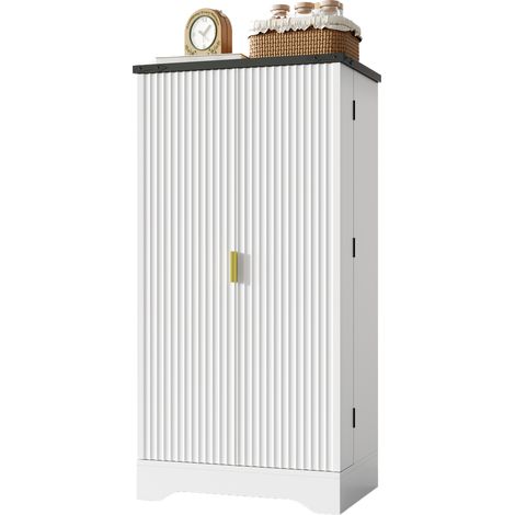 ELVMI Armario de Cocina de 2 Puertas con 2 Estantes Ajustables y LED con Sensor, MDF, Blanco, 120 x 60.5 x 40 cm (1/5)