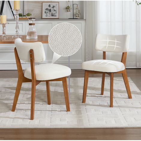 REDOM - Lot de 2 chaises de salle à manger - dossier ergonomique - assise rembourrée - structure en bois massif - beige (1/5)