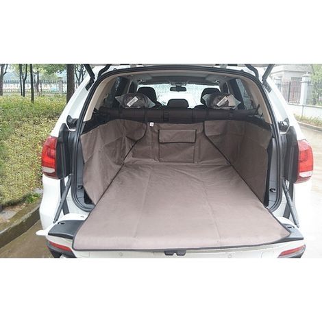 Housse Protection de Coffre de Voiture, Couverture de Dossier de siège de Chien, Tapis Voyage durables résistants à l'eau antidérapants, Convient aux Petites Voitures Moyennes SUV (brun) (1/3)