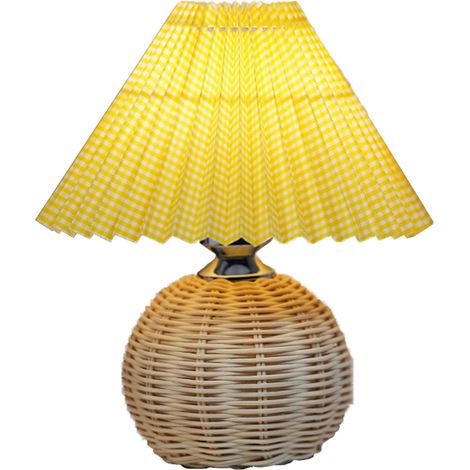 1 Lampe de chevet, rotin, abat-jour plissé beige, design minimaliste, intérieur, chambre, bureau (1/5)