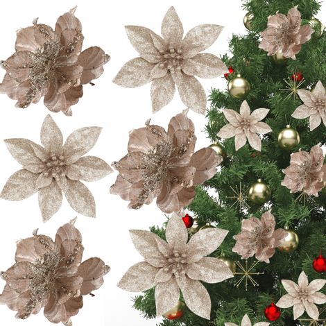 STELLA DI BETLEMME PER FIORI PER ALBERO DI NATALE 6 PEZZI ROSA-CHAMPAGNE [SE-GB20]