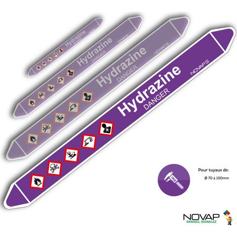 Planche de 2 marqueurs de tuyauterie 450 x 52 mm pour Ø 70 à 100 mm - Hydrazine - 4709048