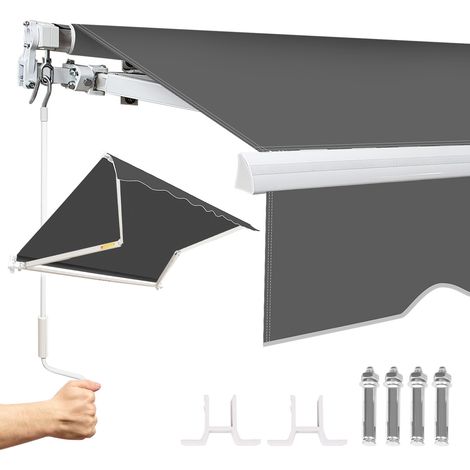 Randaco Tenda da sole in alluminio Tenda da sole a braccio articolato Tenda da sole Protezione solare Balcone 350 x 300 cm  Grigio