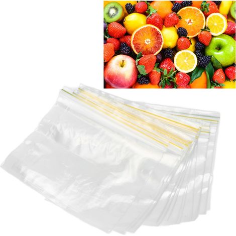 Biologisch abbaubare und wiederverwendbare Gefrierbeutel, Plastikbeutel zur Aufbewahrung von Obst, Gemüse und anderen Lebensmitteln, Gefrierbeutel mit Verschlussclips, große Größe, 20 Beutel. (1/5)