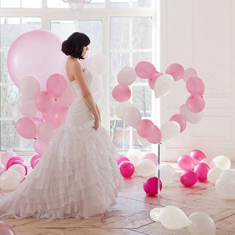 Cintre d'arche en forme de cœur pour ballons de mariage et fête, blanc, 150x75 cm, lot d'1 support (1/5)