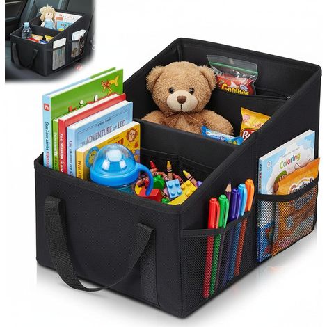 Organisateur de Siège Auto Pliable, 31×25×25 cm Pour siège avant et arrière, sac de coffre avec séparateur, poignées et poches en filet (1/5)