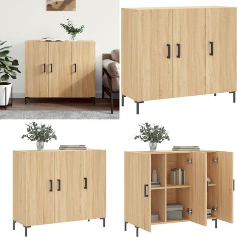 Sideboard Sonoma-Eiche 90x34x80 cm Holzwerkstoff - Sideboard - Wohnzimmermöbel - Holz Sideboard - Eichefarben - Regal - Home & Living (1/5)