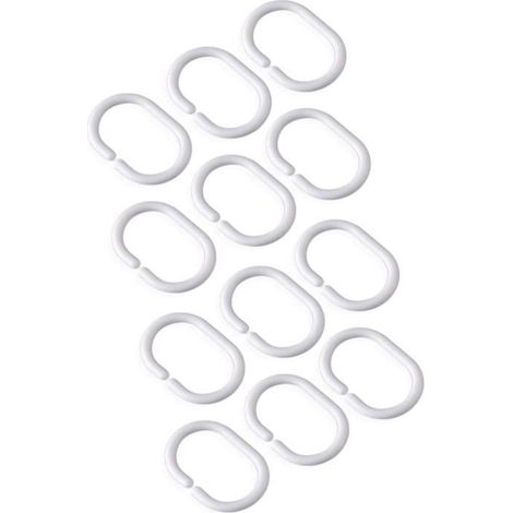 Duschvorhangringe, C-Ringe aus Kunststoff, langlebig, für Duschvorhänge, 12 Stück (weiß)