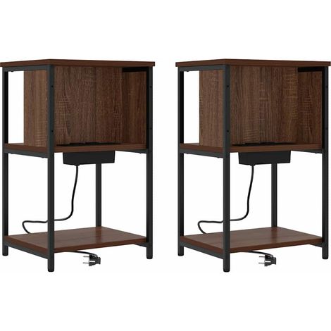Maison Exclusive - Nachttisch 2 pcs Braun Eichen-Optik 38 x 31 x