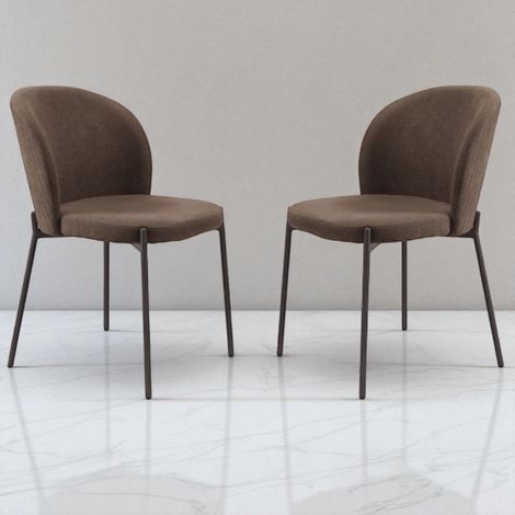 Sedia in tessuto Marrone con struttura in metallo MEGGIE 2 sedie (1/5)