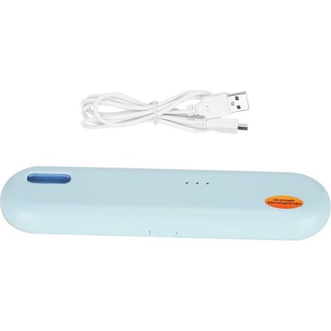 Stérilisateur de brosse à dents de voyage, boîte stérilisateur de lumière, USB, tête de brosse à dents portable, étui de rangement (bleu) (1/5)