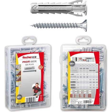 Fischer Boîte Taco SX 5x25/6x30/8x40 + Torx 3.5x35/4.5x40/5x55 180 Unités