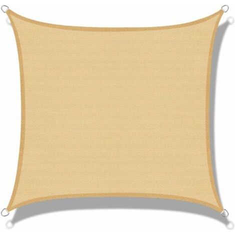 Voile d'ombrage Rectangulaire 3 x 3m Sable Protection des Rayons UV pour Terrasse Camping Extérieur Jardin (1/5)