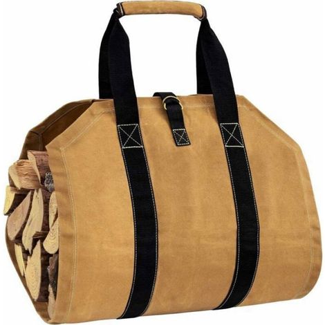 Sac Transport Bois Chauffage - Toile Résistante Eau - Poignées Rembourrées - Capacité Grande - 1 Pièce (1/4)