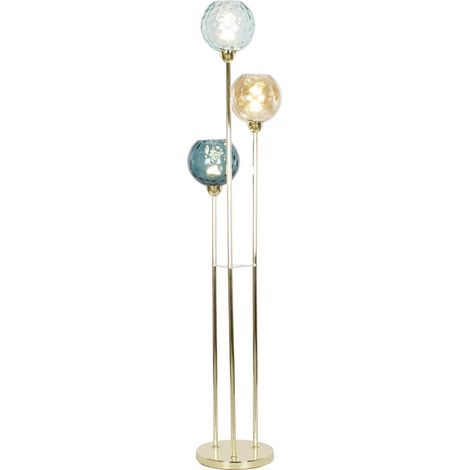 Lampadaire élégance dorée verre coloré ambiant - Doré aux reflets multicolores (1/5)