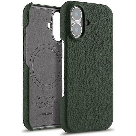 Étui MELKCO pour iPhone 16 en cuir de vachette véritable, compatible avec MagSafe. (1/5)