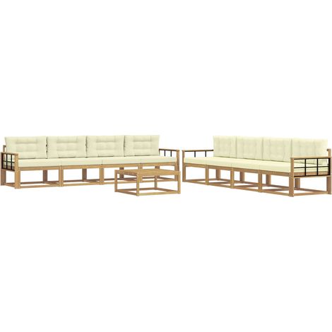 Outdoor Sofa Set 9 pcs White and Cream Polyester vidaXL (1/5)