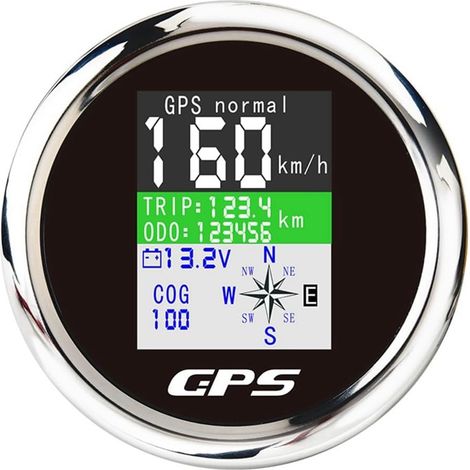 Compteur de Vitesse GPS Numérique pour Bateau, Voiture, avec Antenne GPS pour Yacht à , Écran TFT, Compteur Kilométrique Étanche, Blanc et Argent (1/5)